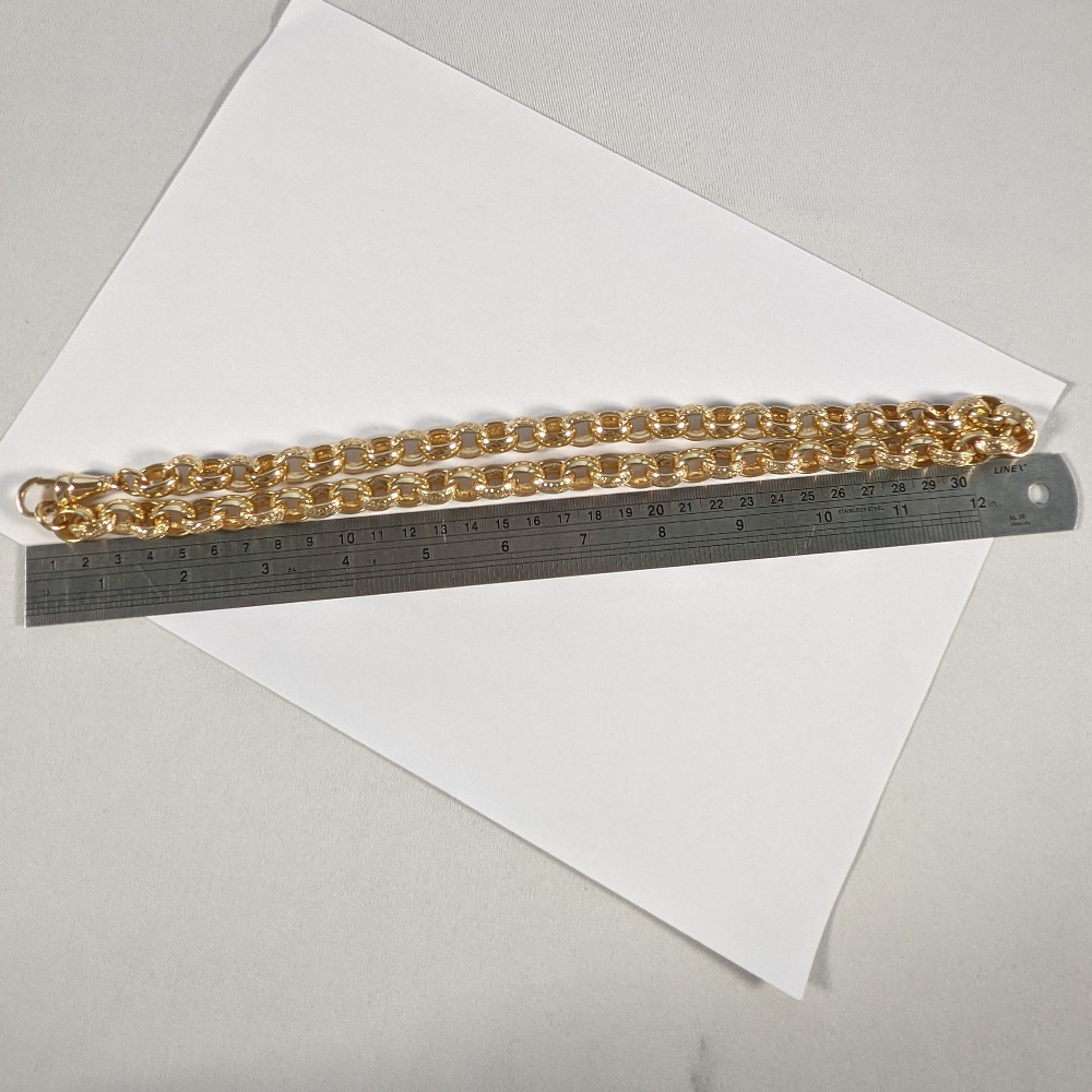 New 9ct Yellow Gold Belcher Chain with Pattern on Every Other Link 174 ...